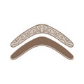 Vintage Retro Australian Aborigine Weapon, Boomerang Icon Illustration