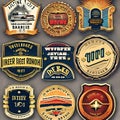 1907 Vintage Retro Badges: A retro and vintage-inspired background featuring vintage badges with retro illustrations, typography