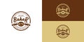 Vintage Retro Bakery Bake Shop Label Sticker Logo in multiple brown colors Royalty Free Stock Photo