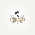 Vintage retro barbershop gentleman logo template vector illustration design. classic hairdressing salon logo concept Royalty Free Stock Photo