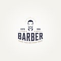 Vintage retro barbershop typography logo template vector illustration design. classic hairdressing salon logo concept Royalty Free Stock Photo