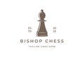 Vintage Retro Bishop Chess Game Sport Logo Design Vector Royalty Free Stock Photo