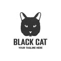 Vintage Retro Black Pussycat Cat Kitty Head Face Logo Icon Illustration