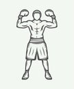 Vintage retro boxer. Can be used for logo, badge, emblem, mark, Royalty Free Stock Photo