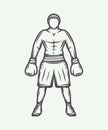 Vintage retro boxer. Can be used for logo, badge, emblem, mark, Royalty Free Stock Photo