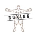 Vintage retro boxer. Can be used for logo, badge, emblem, mark,