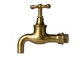 Vintage retro brass water faucet isolated on white