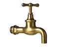 Vintage retro brass water faucet isolated on white