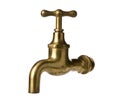 Vintage retro brass water faucet isolated on white