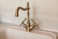 Vintage retro bronze water tap faucet Royalty Free Stock Photo