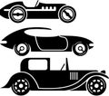 Vintage retro car racing coupe and limo simple vector Royalty Free Stock Photo