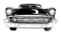 vintage retro car sketch on a white background. classic retro car front view. poster of old auto