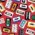 Vintage Retro Cassette Tape Pattern Design Template Royalty Free Stock Photo