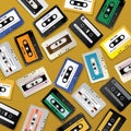 Vintage Retro Cassette Tape Pattern Design Template Royalty Free Stock Photo