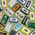 Vintage Retro Cassette Tape Pattern Design Template Royalty Free Stock Photo