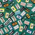 Vintage Retro Cassette Tape Pattern Design Template Royalty Free Stock Photo