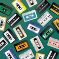 Vintage Retro Cassette Tape Pattern Design Template Royalty Free Stock Photo