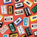 Vintage Retro Cassette Tape Pattern Design Template Royalty Free Stock Photo