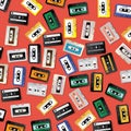 Vintage Retro Cassette Tape Pattern Design Template Royalty Free Stock Photo