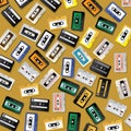 Vintage Retro Cassette Tape Pattern Design Template Royalty Free Stock Photo