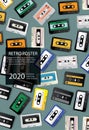 Vintage Retro Cassette Tape Poster Design Template Royalty Free Stock Photo