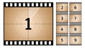 Vintage retro cinema. Countdown frame. Art design. Old film movie timer count. Vector stock illustration Royalty Free Stock Photo