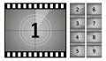 Vintage retro cinema. Countdown frame. Art design. Old film movie timer count. Vector stock illustration Royalty Free Stock Photo