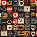 1527 Vintage Retro Cinema: A retro and vintage-inspired background featuring retro cinema elements, such as film reels, vintage