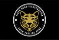 Vintage Retro Circular Tiger Jaguar Leopard Puma Head Badge Emblem Label