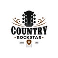 Vintage retro Classic country music, guitar vintage retro logo design