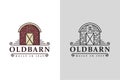 Vintage retro classic old barn farm logo icon vector template with line art style design Royalty Free Stock Photo