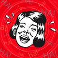 Vintage Retro Clipart: woman having fun and laughing