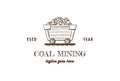 Vintage Retro Coal Mining Cart Wagon Logo Design Vector Royalty Free Stock Photo