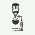 Vintage retro coffee slow maker syphon. Can be used like emblem, logo, badge, label. mark, poster or print. Monochrome Graphic Art