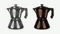 Vintage retro coffee turk geizer. Can be used for label, badge, emblem and logo. Vector illustration. Monochrome Graphic Art