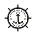 Vintage Retro Country Emblem Anchor Ship Badge Vector Logo, Illustration Vintage Design of Water Transportation Concept, emblem,