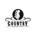 Vintage Retro Country Guitar Bass Music Western logo design Royalty Free Stock Photo