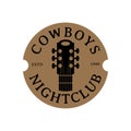 Vintage Retro Cross Country Guitar for Saloon Bar Cowboy Music Logo stamp,emblem guitar