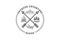 Vintage Retro Crossed Arrowhead with Mountain Bonfire Boat and Forest for Hunting Outdoor Adventure Badge Emblem