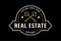 Vintage Retro Crossed Key for Rent Real Estate House Property Badge Emblem Label Logo Royalty Free Stock Photo