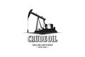 Vintage Retro Crude Oil Mining Pump Machine Silhouette Logo design