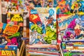 DC versus Marvel comic book on display at a shop Royalty Free Stock Photo