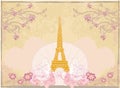 Vintage retro Eiffel tower abstract card