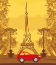 Vintage retro Eiffel tower card Royalty Free Stock Photo