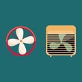 Vintage Retro Electric Fan Wind. Air cooling. Vector llustration of ventilators