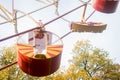 Vintage Retro Ferris Wheel on Blue Sky Royalty Free Stock Photo