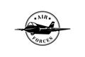 Vintage Retro Fighter Jet Plane for War Defense Army Soldier Military Forces Transportation Logo