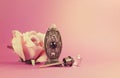 Vintage retro filter perfume bottle with crystal stopper and silk rose