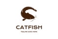 Vintage Retro Fish Catfish Silhouette Hand Draw for Fishing or Product Logo Design
