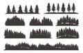 Vintage Retro Forest Jungle Pine Tree Silhouette Landscape Set Icon Template